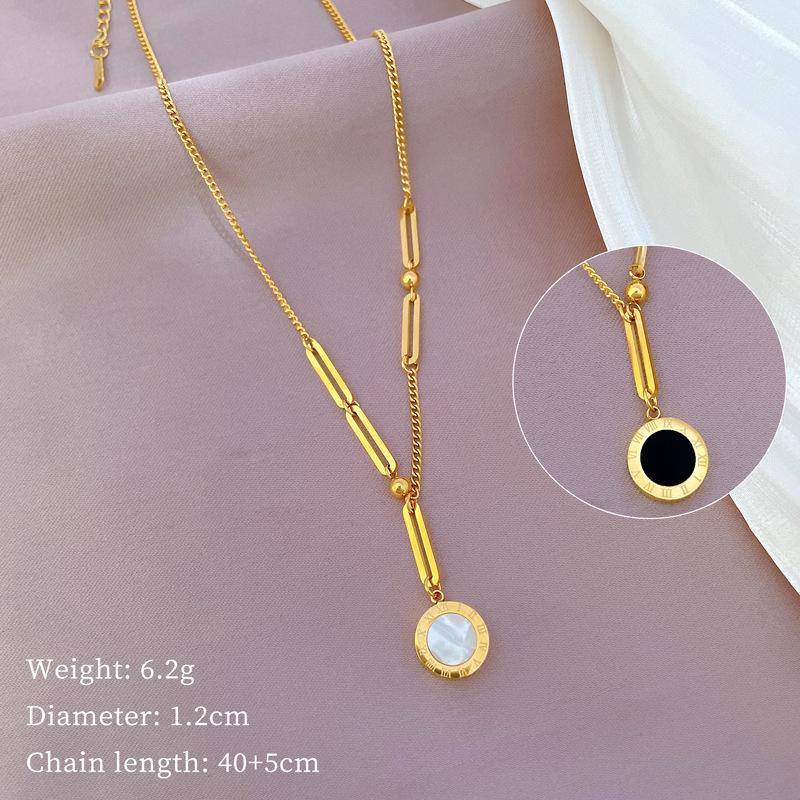 Römische doppelseitige Kette Temperament Persönlichkeit Minimalistischer Stil Ofen Echtsilber Halskette für das Schlüsselbein