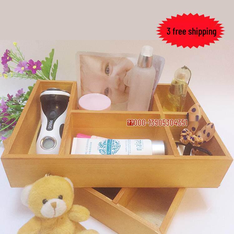 Wooden Multi-Grid Desk Organizer: Chalk, Pen, Key & Stationery Holder