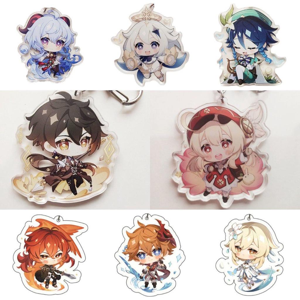 Original Genshin Impact Game Character Cover Acrylic Cute Keychain Charm For Fans