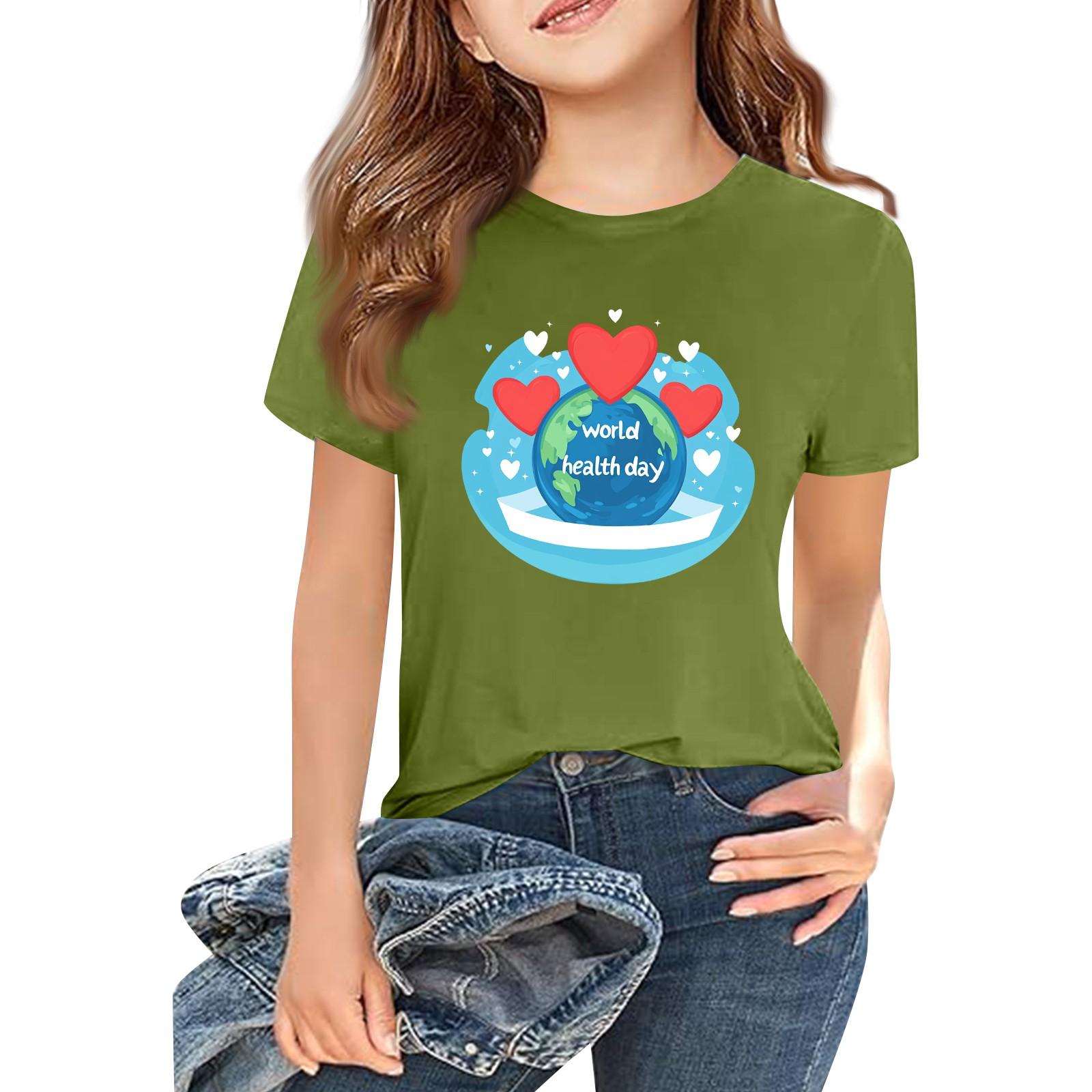 

Детская модная повседневная футболка с коротким рукавом и круглым вырезом с принтом 100 армия зеленый