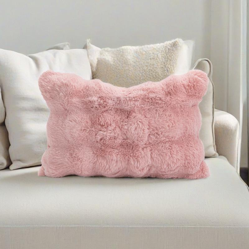 Nordic Modern Rabbit Plush Cushion Cover - Luxury Fur-like Texture, Square Sofa Cushion