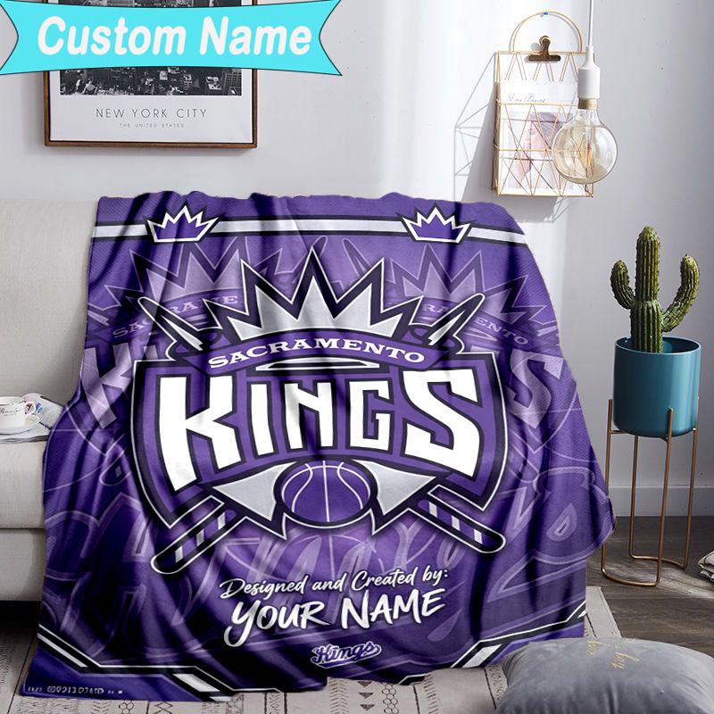 Custom Name Blanket Sacramento Basketball Logo Blanket Bedding Blanket for Travel, Camping, Living Rooms, Offices, Sofas, Fan Christmas gift