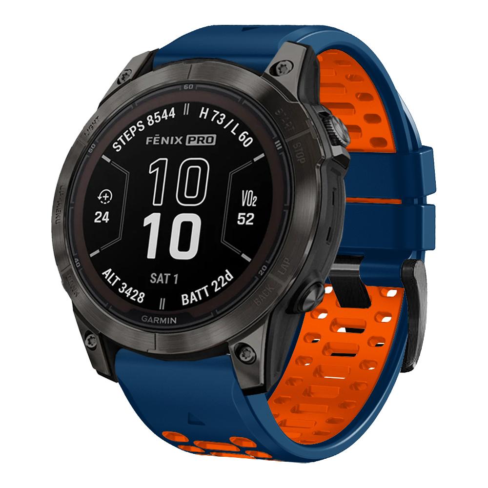 

Sport Two-Tone Breathable Silicone Strap For Garmin Fenix 7X 7 Pro 6X 6 5 5X Plus/Epix 2 47mm 51mm QuickFit 26mm 22mm Watch Band QuickFit 26mm