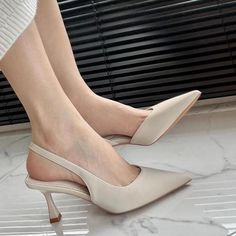 Fashion 2025 New Designer Luxury Women Slingback Sandals Pointed Toe Slip on Thin High Heel Ladies Elegant Pumps Shoes Sandals