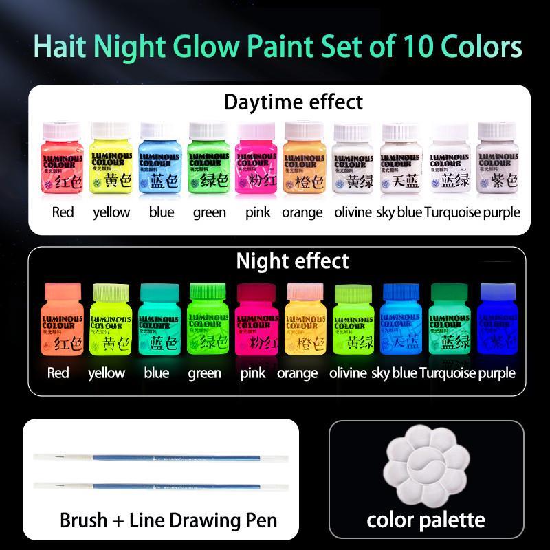 58ML Fluorescent Acrylic Pigment Luminous Pigment Glow in Dark Hand Painted Festival Party Wall Light Absorbing Pigment DIY
