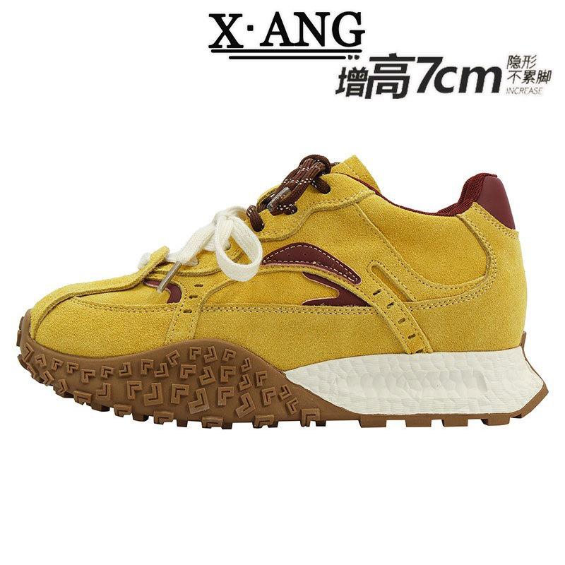 

7Cm height increase small women s shoes 2025 spring new leather retro platform training shoes casual Forrest Gump shoes 39