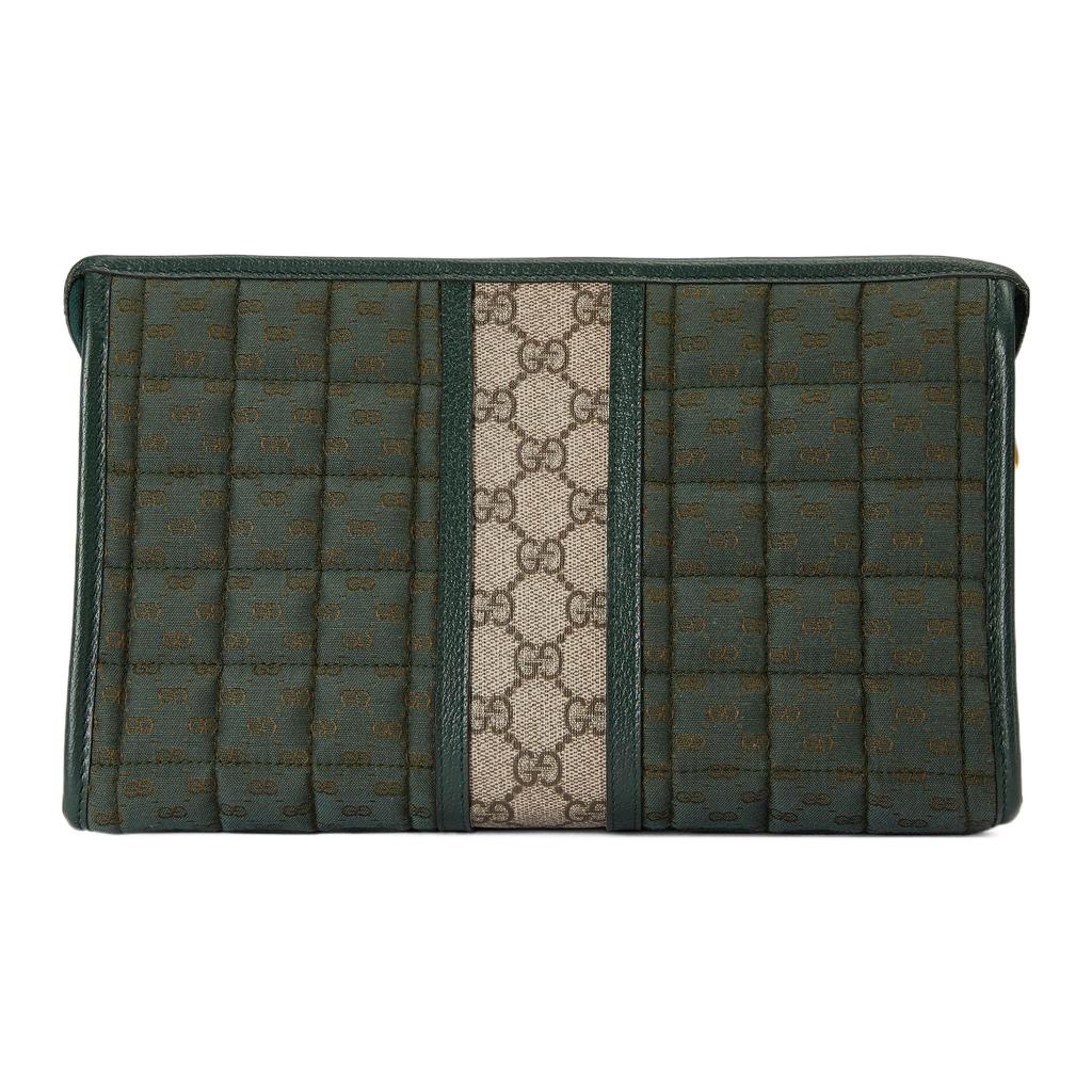 Gucci Double G Logo Zipper Closure Canvas And Leather Mini Clutch Men Clutch Green 751912-FAB7W-3046
