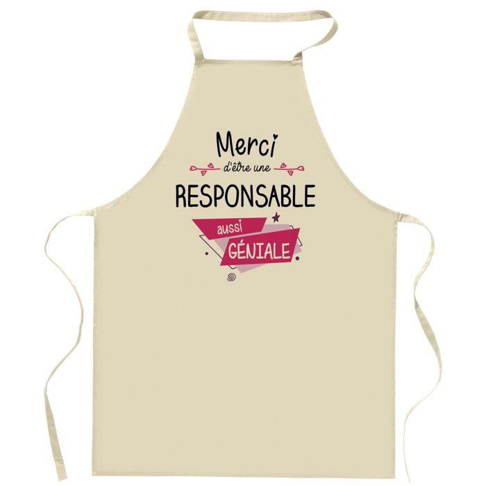 Tablier de cuisine - Merci Géniale - Impression bretonne - Coton résistant - Liens réglables