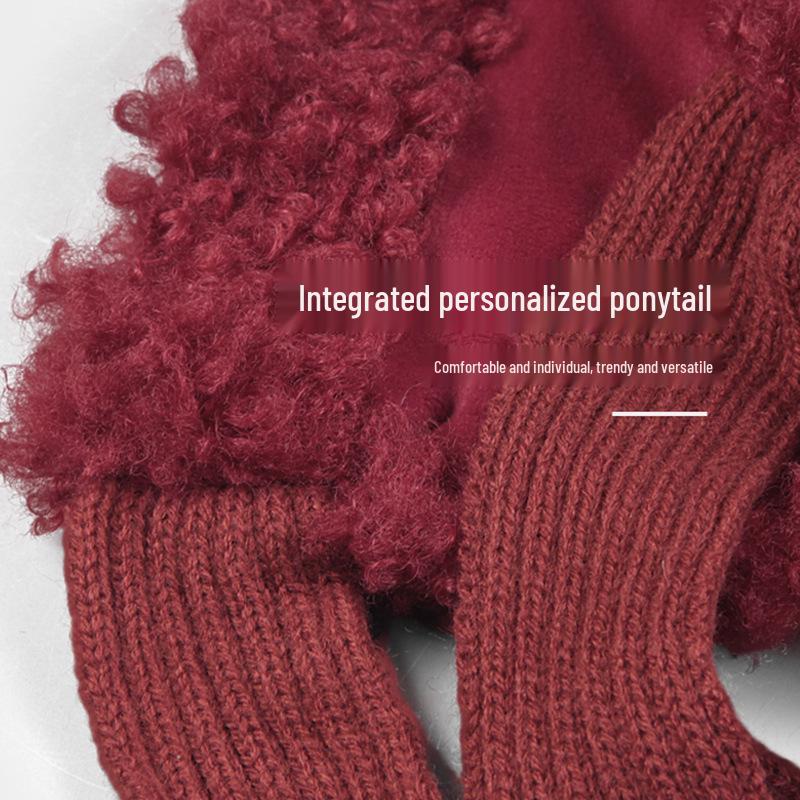 Ancola Red Riding Hood Women's Warm Burgundy Plush Cycling Ear Muffs Witch Hat