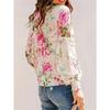 Início do Outono Feminino Gola Redonda Estampado Casual Solto Manga Longa Camisa