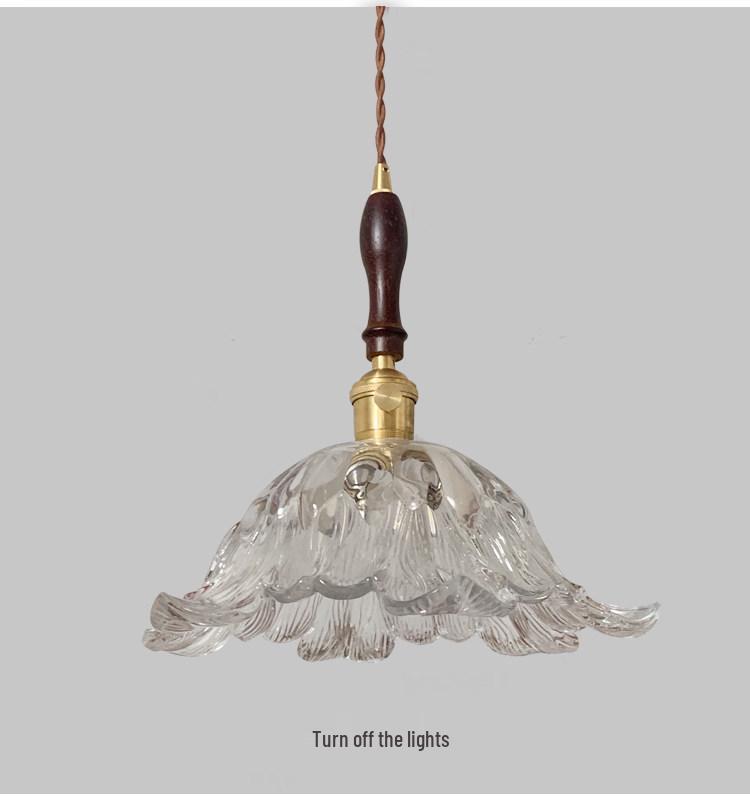 French Walnut Glass Pendant Lamp - Japanese Retro Style for Home, Restaurant, or Bar Counter