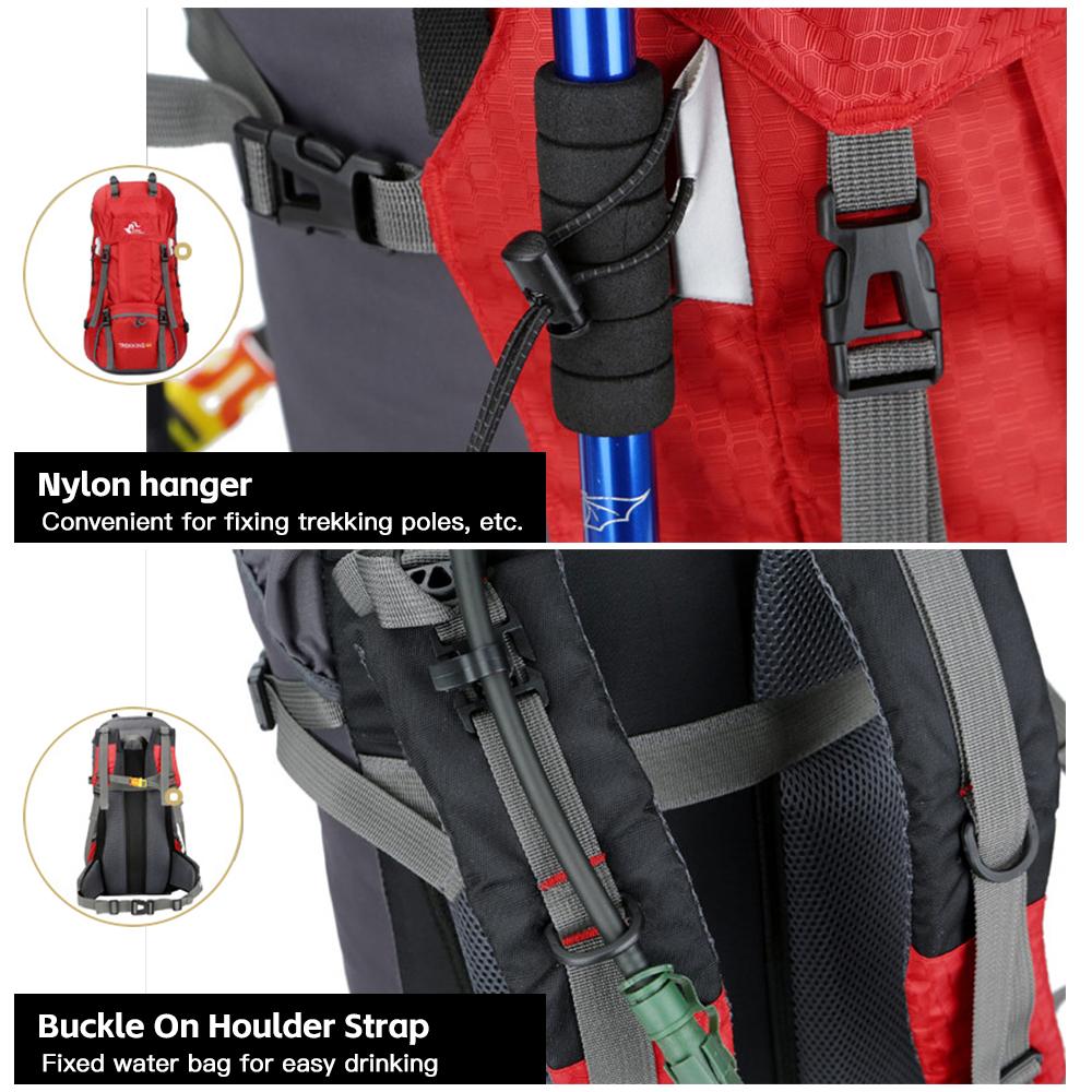 60L Hiking Backpack Water-resistant Climbing Camping Backpack Travel Daypack with Rain Cover