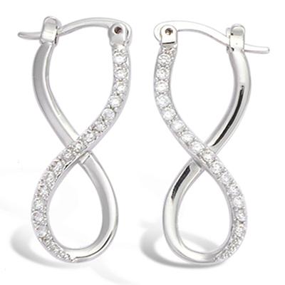 [L1303] - Silver 'Infini' Silver Hoop Earrings (rhodium-plated) - 30x12 Mm