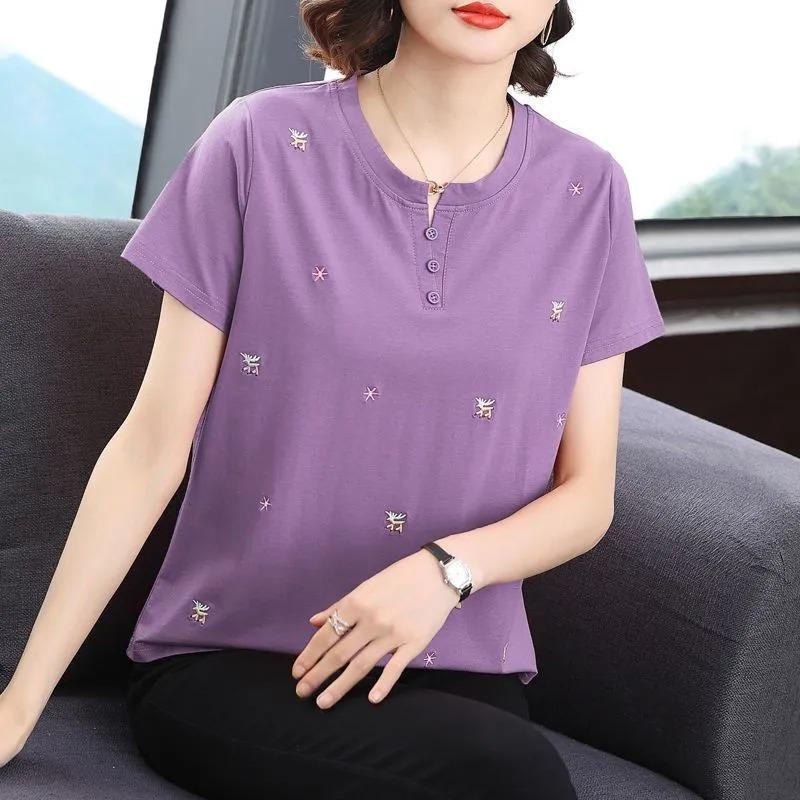 Short-sleeved T-shirt Women's Summer New Western Style Shirt Large Size Loose Slimming Top
