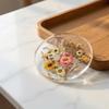 Transparent Floral Print Coasters Round Insulation Pad Table Decoration Acrylic Coasters  Tea Table