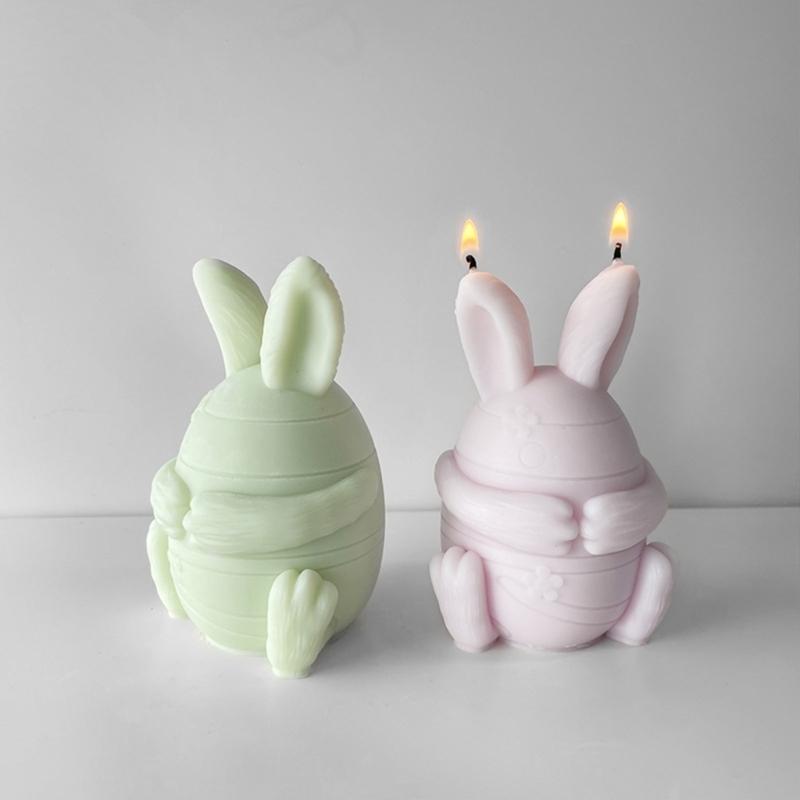 Face-less Rabbit Candle Mold Diy Cover Your Eyes Mouth and Ears Rabbit Aromatherapy Candle Gypsum Incense Stone Mold