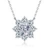 S925 Sterling Silver Sunflower Pendant Necklace with Luxury Pave Zircon for Women