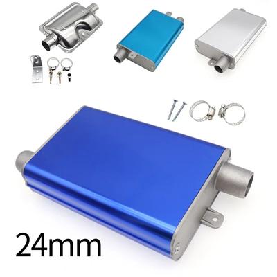 24MM Car Heater Muffler Silencer Upgraded Clamp Bracket Stainless Steel for Eberwebasto Air Diesel Parking Heater Silver Blue