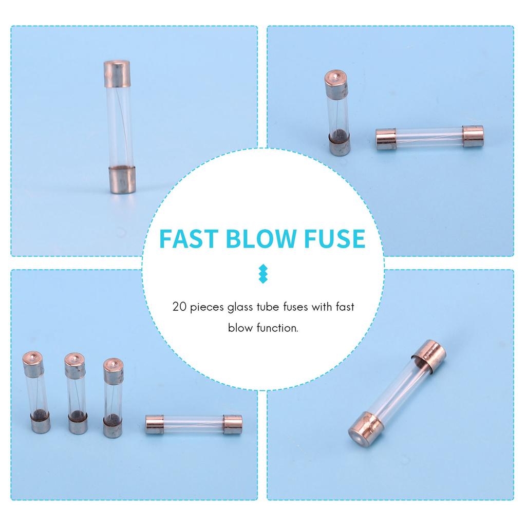 BHBL 20pcs Fast Blow Glass Tube Fuse 8A 8 Amps 250V 6mm x 30mm