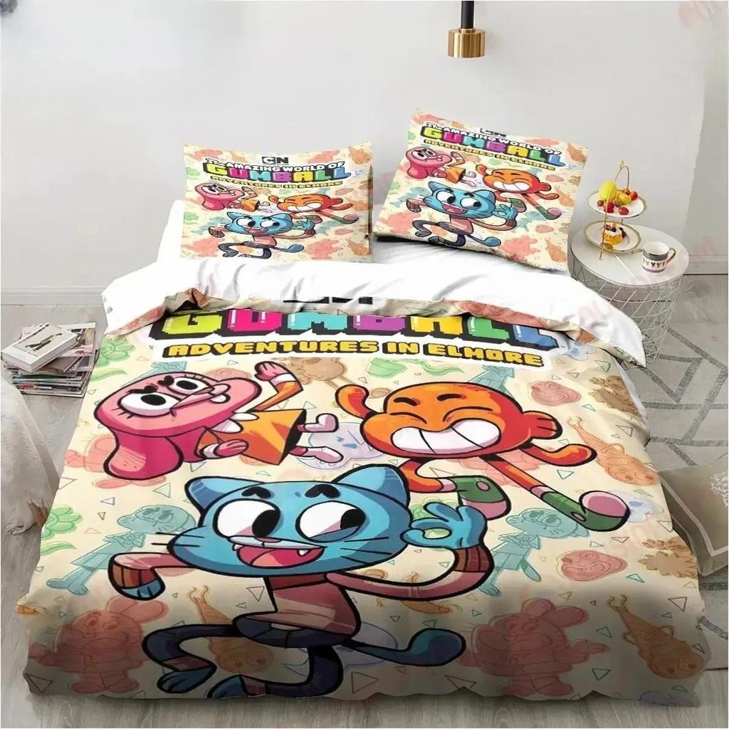 New Carton The Amazing World Gumbal Beding Set Bedrom Soft Modern Bedspreads Comefortable Soft Duvet Cover Comfortable Quilt Cover Pilowcase
