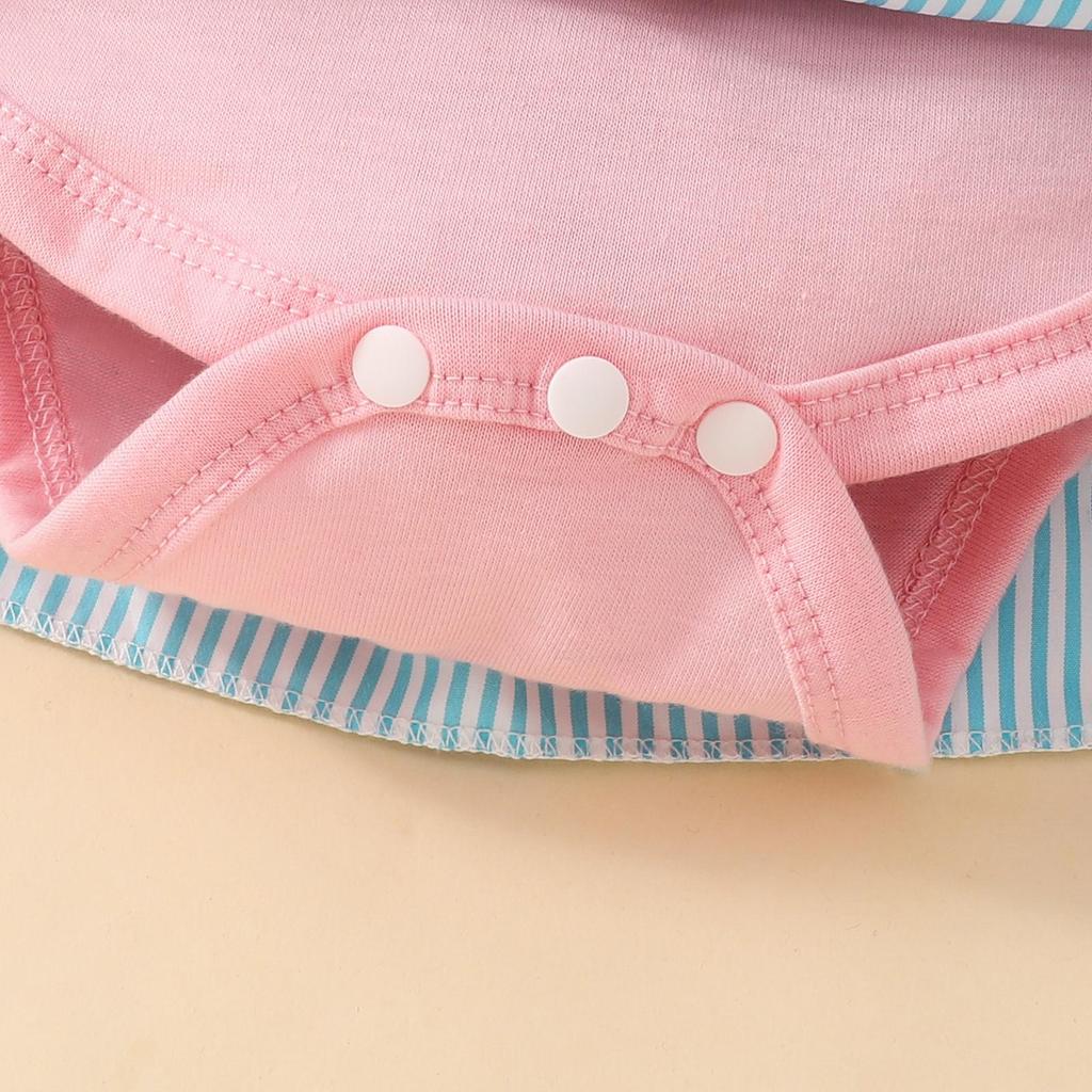 Baby Girls Summer Romper Dress 3 6 9 12 18 Months Short Sleeve Crewneck Bear Embroidery Romper with Headband