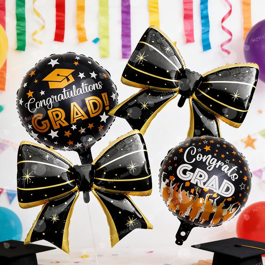 Bow Graduation Season Decoration Balloon Stripe Bow Balloon for Graduation Season Indoor and Outdoor Decoration Photography Prop