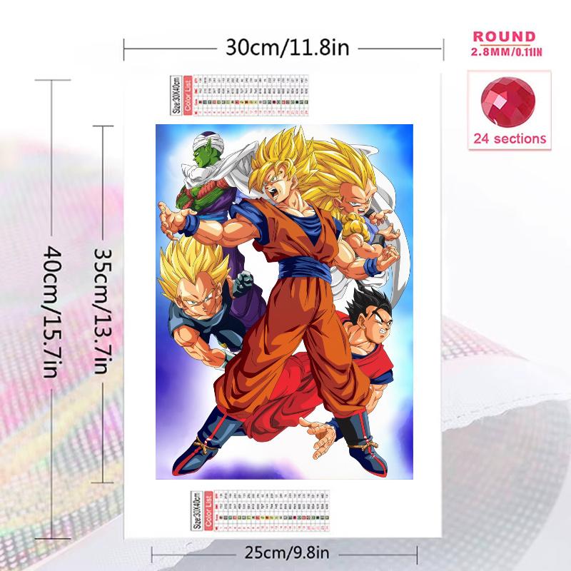 Dragon Ball Son Goku Pattern 3pcs 100% Round Full Drill 5D DIY Diamond Painting Embroidery Cross Stitch Rhinestone Décor