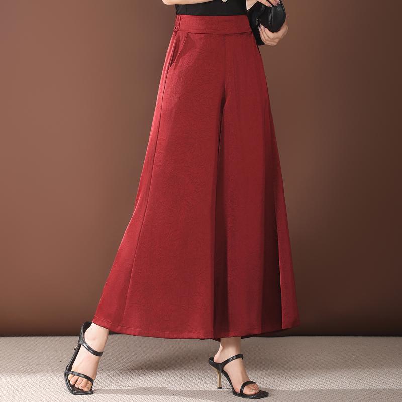 Elegant Summer Wide Leg Pants Women Fashion Casual High Waist Pants Vintage Clothes
