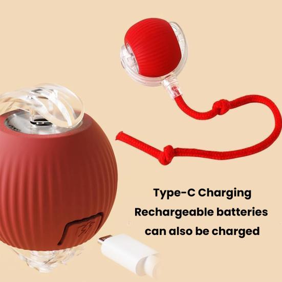 Cat Interactive Ball Toy Automatic Rolling 3 Modes Cat Toy Ball USB Charging Cat Self-Play Ball with Rope for All Indoor Cats