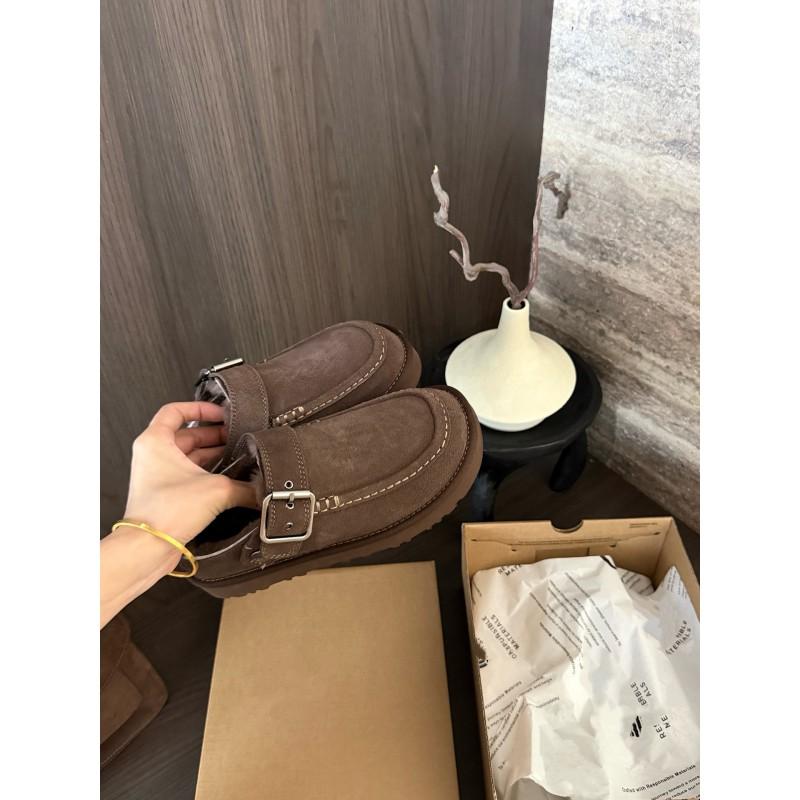 Womens Faux Fur Flat Slip-On Mule