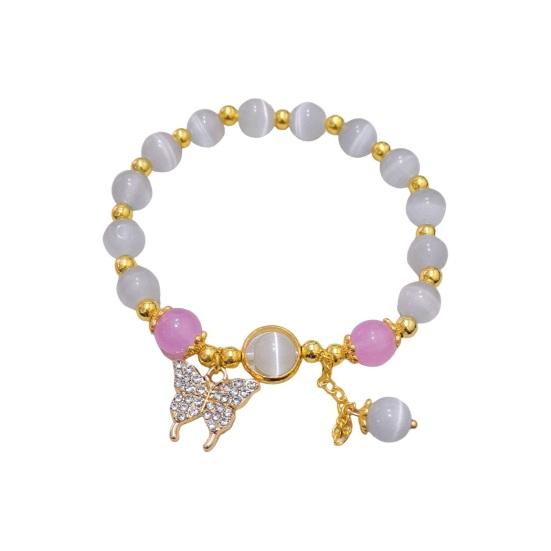 

Женский браслет с эластичным шнуром, подвеска в виде бабочки, кисточка, искусственный опал, контрастный цвет, символ удачи, лучший друг, подарок на день рождения, наручные украшения C