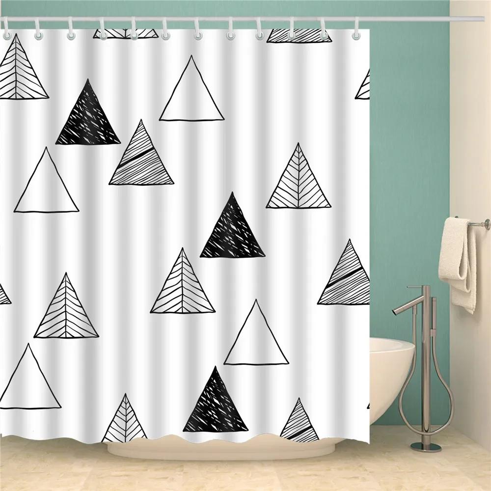 Abstract Geometric Stripes Printing Shower Curtains Home Hotel Bathroom Decoration Bath Curtains Waterproof Bathroom Curtains