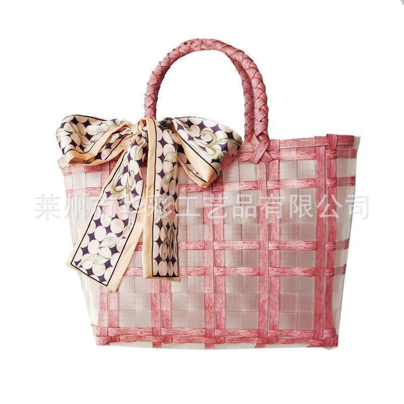 Jelly Woven Handbag Transparent Souvenir Basket Shopping Basket Beach Handbag Vacation Bento Jelly Bag