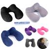 U-shaped Inflatable Neck Pillow Set For Travel With Camel Hump Design Soft And Comfortable