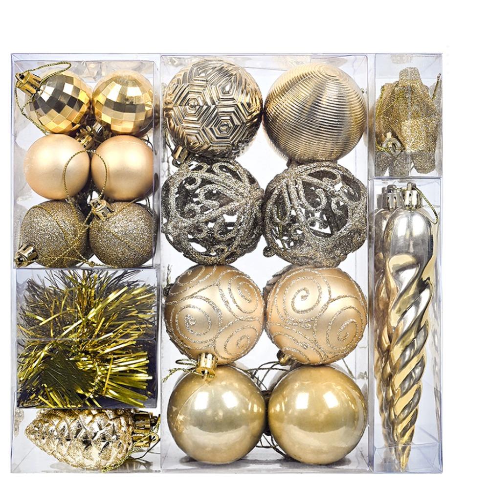 44pcs Shatterproof Electroplated Hanging Balls Christmas Tree Ornaments New Year Decoration