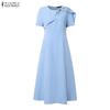 ZANZEA Women Daily Casual Elegant Round Neck Casual Short Sleeve Dress