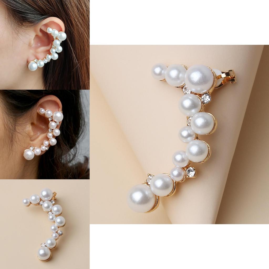 Stylish Simulation Pearl Earring With Sparkling Rhinestones For Fashion Women