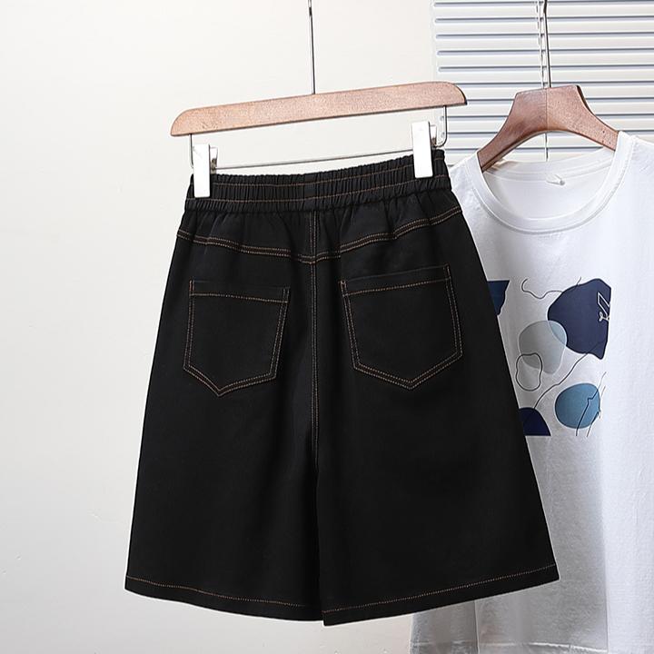 DIMANAF Plus Size Women Shorts Pants 2025  Summer Loose Short Basic High Waist Solid Pants Elastic Waist