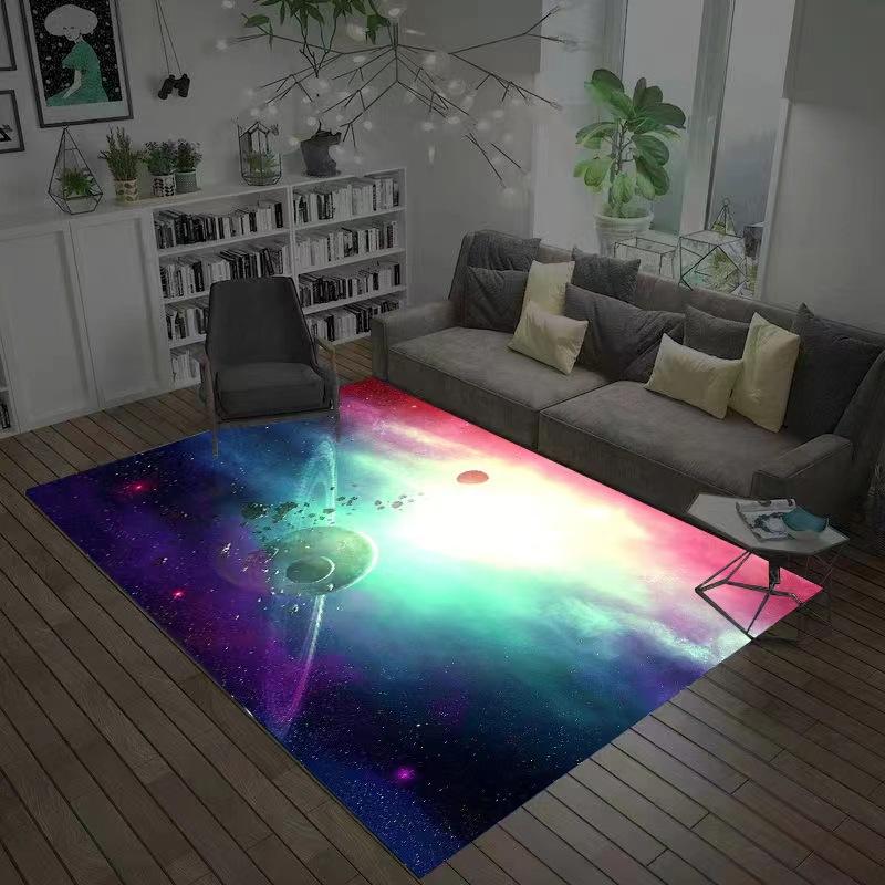 3D Planet Universe Large Area Soft Flannel Carpet Children's Room Play Floor Mat Home Living Room Bedroom Decorative Floor Mat