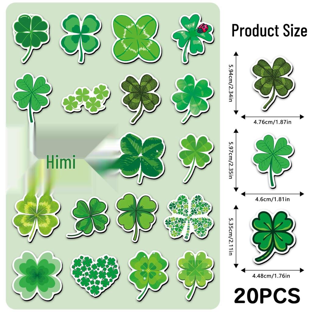 20 Four-Leaf Clover Cartoon Magnetic Fridge Stickers - Set of 20 Decorative Magnets