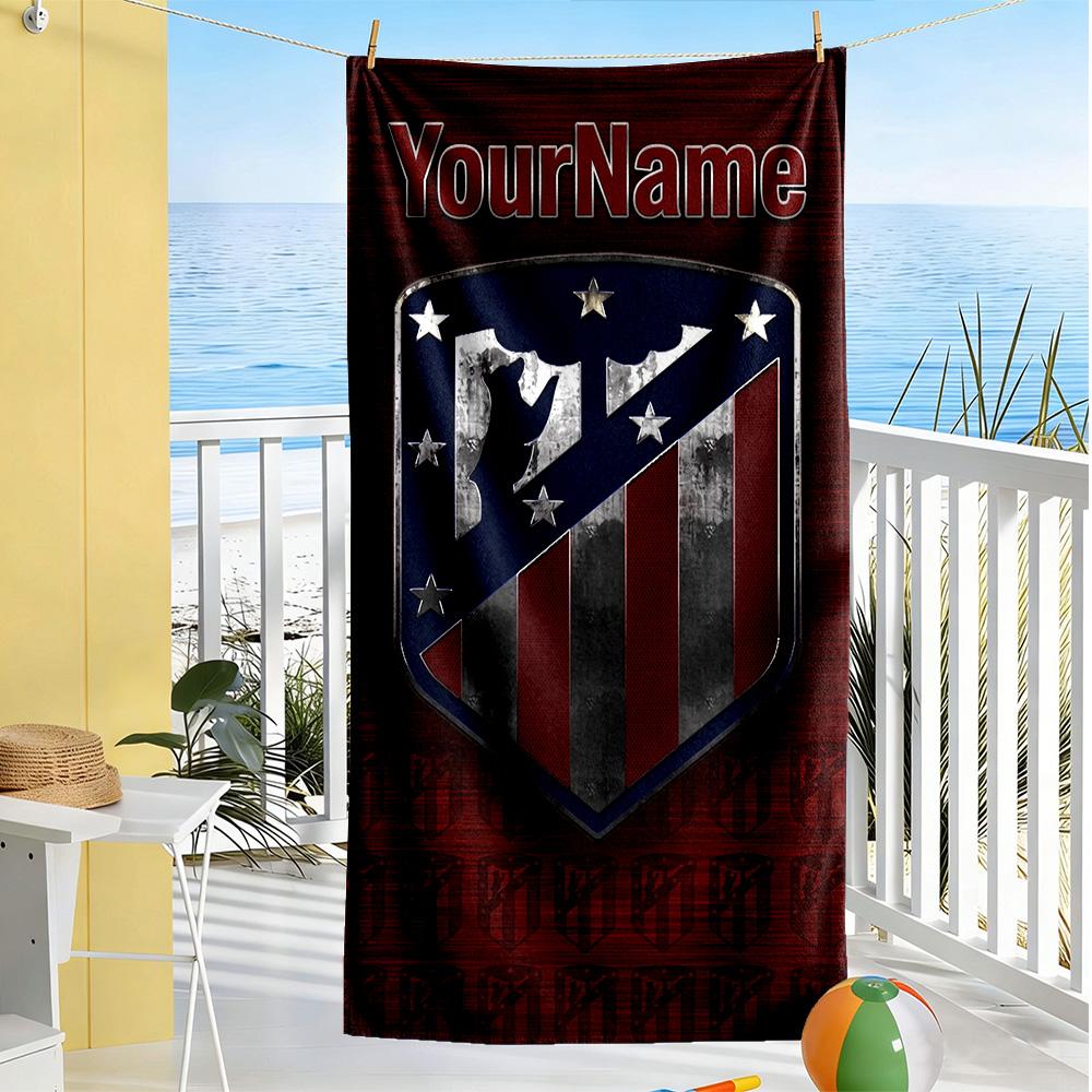 Atletico Madrid Customize Your Name Beach Towel Quick-Dry Soft Microfiber Perfect for Traveling Yoga Camping and Swimming