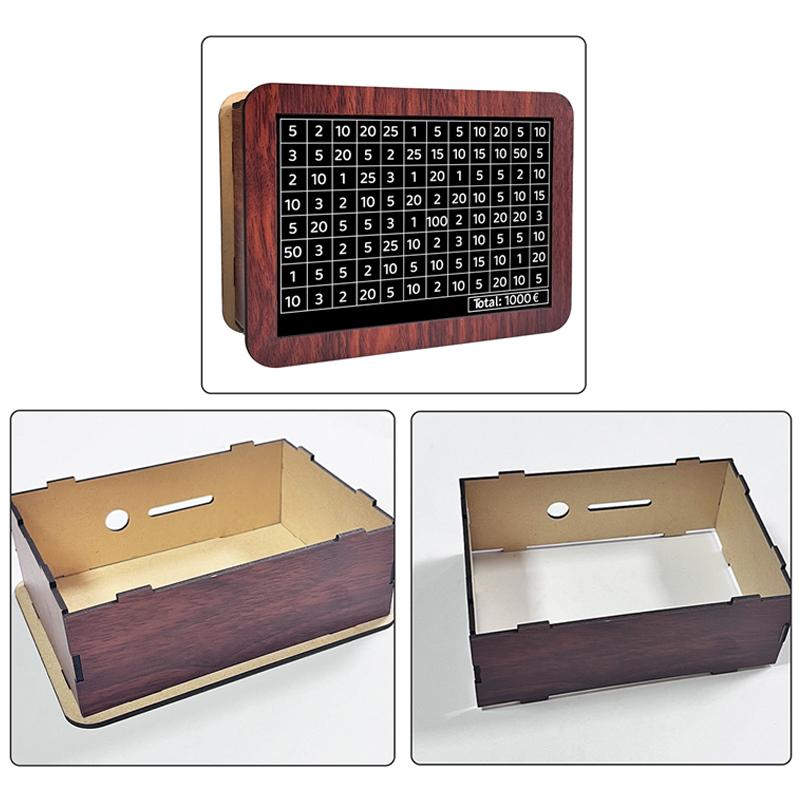 Wooden Money Saving Box Money Storage Bank With Saving Money Goals Counter Reusable Handmade Piggy Bank Coin Tray Storage Case