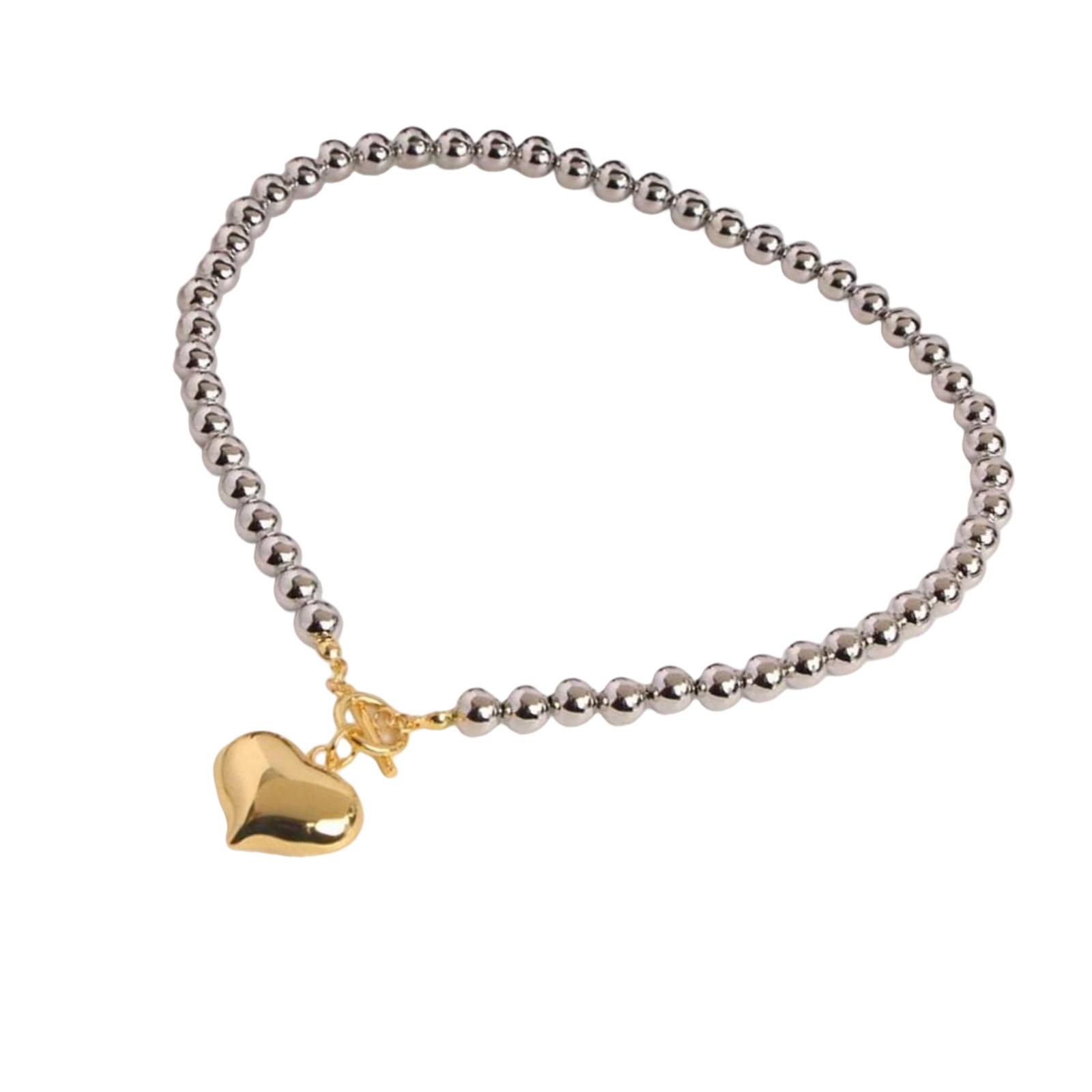 

Привлекательное ожерелье-цепочка с крупными бусинами в форме сердца, регулируемой длины, цепочка для ключиц для женщин, модная бижутерия, подарок золотой