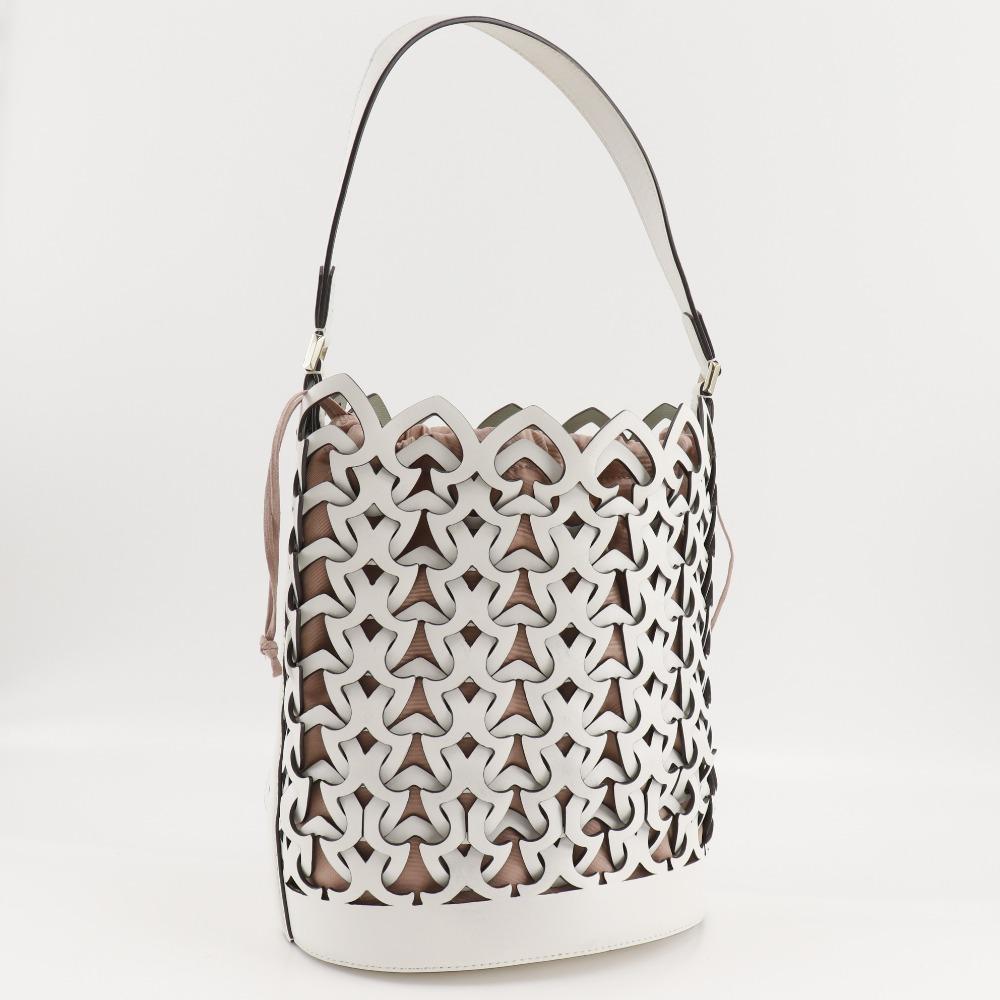 Kate Spade Dolly Large Shoulder Bag basket White/pink leather Women Used