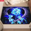 Blue Rose In Heart 2D Flat Print Doormat 850gsm Non-Slip Absorbent Rug for Bathroom Living Room Outdoor
