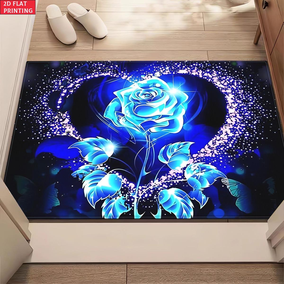 

Blue Rose in Heart 2D Flat Print Doormat 850gsm Non-Slip Absorbent Rug for Bathroom Living Room Outdoor 40x60cm