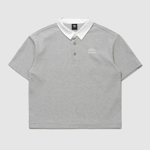 UMBRO Crispy Taslan Pique Collared Short Sleeve T-Shirt Gray (Uq223Cts59)