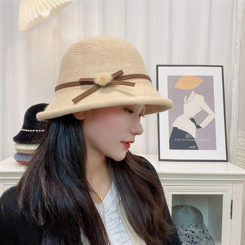 Curled Top Hat Autumn and Winter Thin Japanese Fashion Bucket Hat Sunscreen Visor Hat