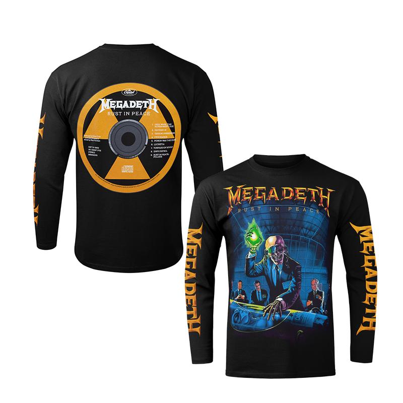 Тяжелый Металл Гиганты Критикуют Металл Megadeth Панк Рок Американская Футболка с Длинным Рукавом Осень Мужская Мода Топ 4XL