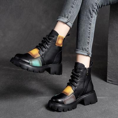 Modne Damskie Krótkie Buty Mokasyny Brytyjski Styl Łączenie Kolorów Botki do Kostki dla Kobiet Y2k Szyk i Elegancja Botki Pu Gotowe Gorące Obuwie